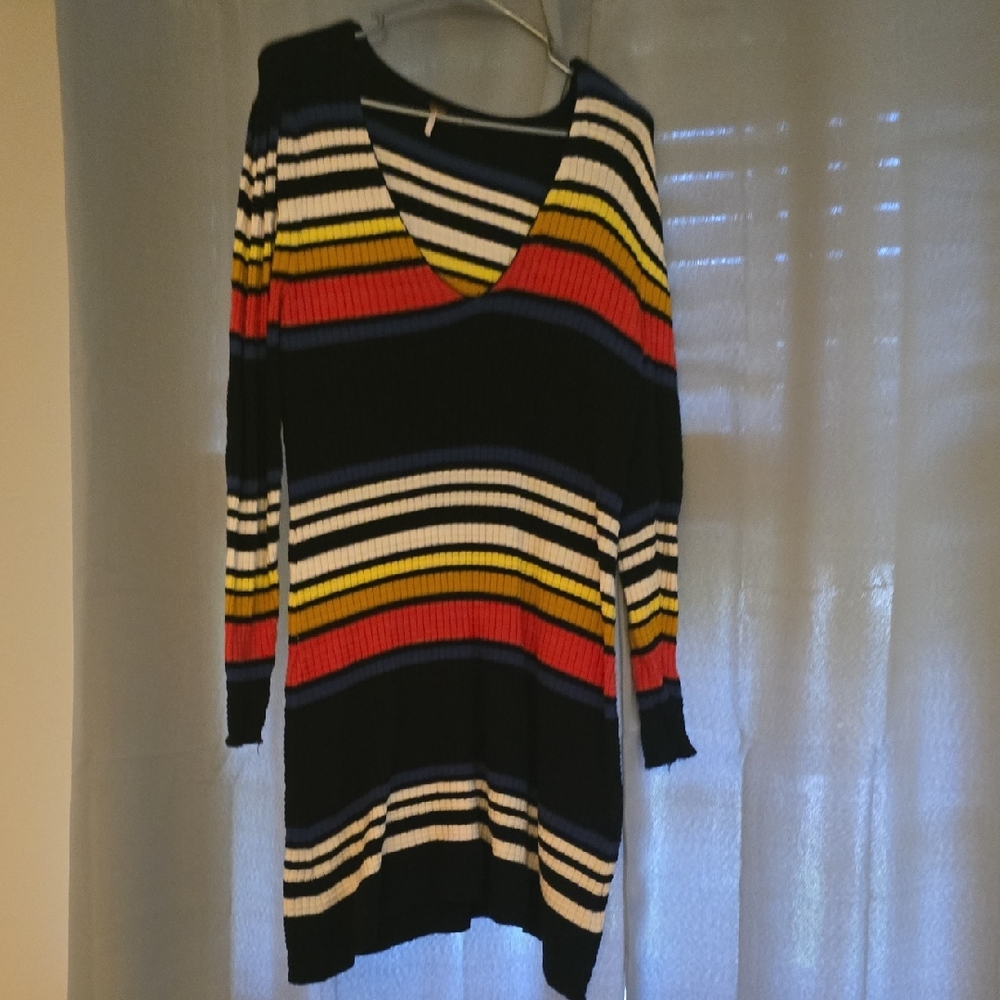 Free People Striped V-neck Size Small Dress Womens